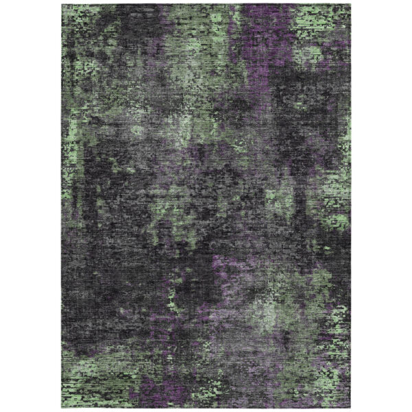 9' X 12' Gray Purple And Charcoal Abstract Washable Indoor Outdoor Area Rug