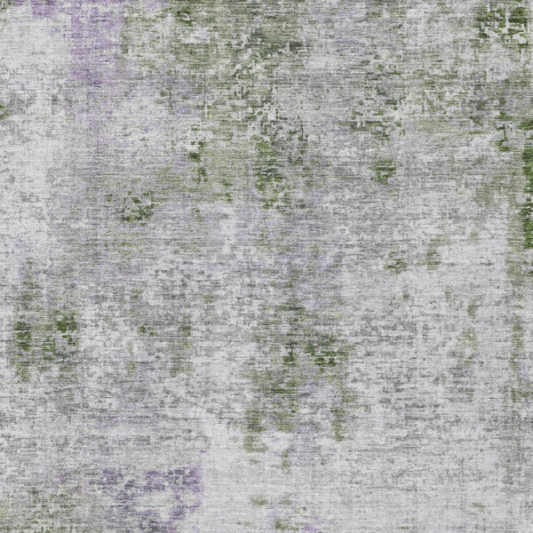 8' X 10' Olive Green And Gray Abstract Washable Indoor Outdoor Area Rug