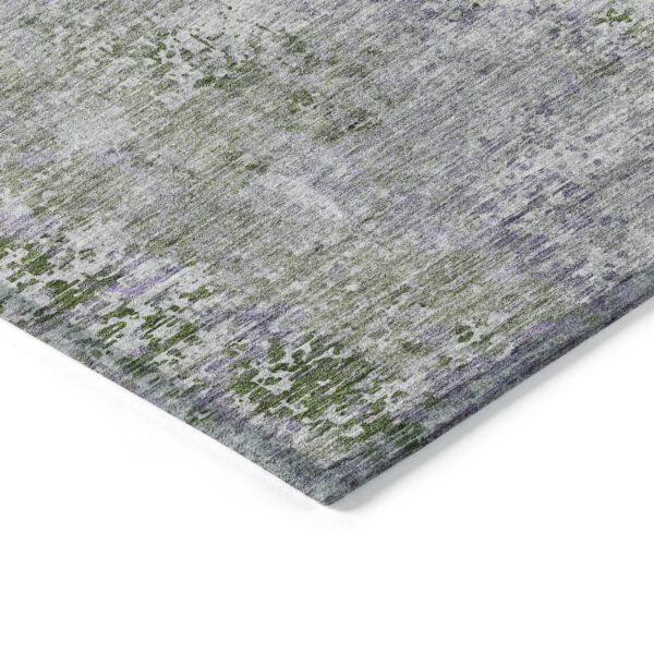 8' X 10' Olive Green And Gray Abstract Washable Indoor Outdoor Area Rug