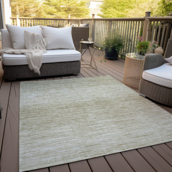 3' X 5' Khaki And Beige Abstract Washable Indoor Outdoor Area Rug