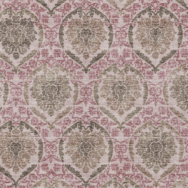 5' X 8' Chocolate Beige And Mauve Medallion Washable Indoor Outdoor Area Rug