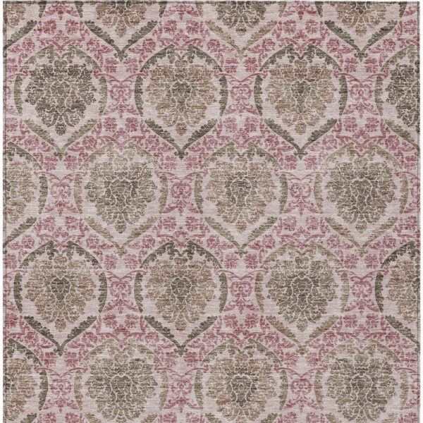 5' X 8' Chocolate Beige And Mauve Medallion Washable Indoor Outdoor Area Rug