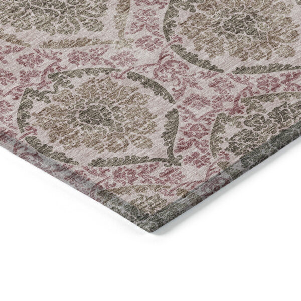 5' X 8' Chocolate Beige And Mauve Medallion Washable Indoor Outdoor Area Rug