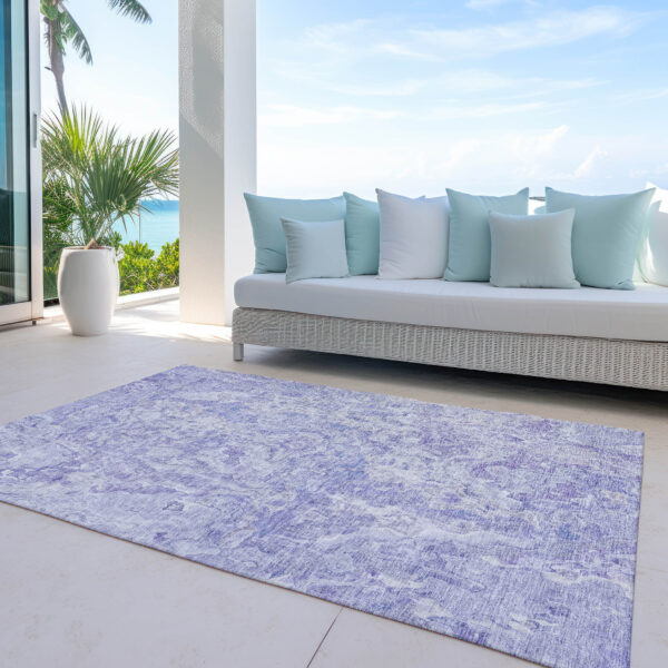 3' X 5' Plum Purple And Lavender Abstract Washable Indoor Outdoor Area Rug