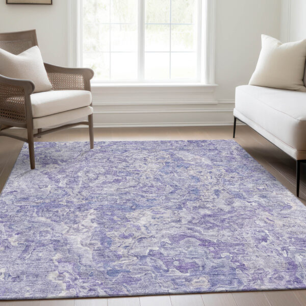 3' X 5' Plum Purple And Lavender Abstract Washable Indoor Outdoor Area Rug
