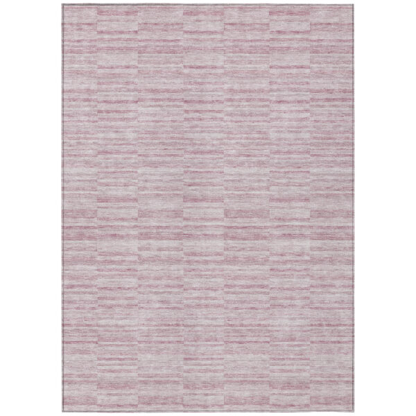 3' X 5' Blush Pink And Beige Striped Washable Indoor Outdoor Area Rug