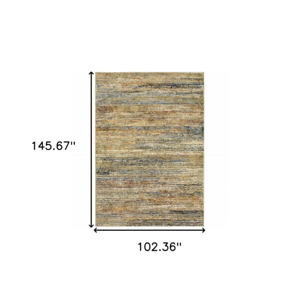 9'X12' Gold And Green Abstract Area Rug