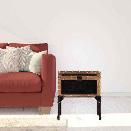 23" Black Manufactured Wood And Iron Square End Table