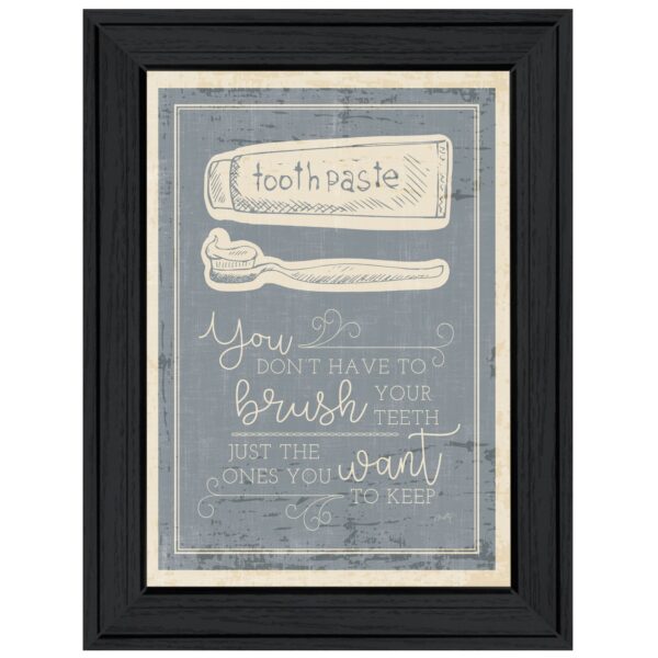 Brush Teeth 3 Black Framed Print Wall Art