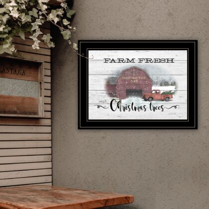 Farm Fresh Christmas Trees 3 Black Framed Print Wall Art
