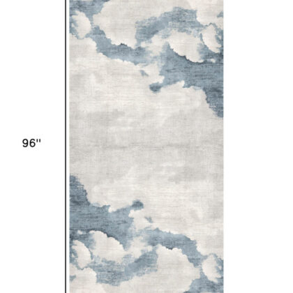 8' Blue and Gray Abstract Washable Non Skid Area Rug