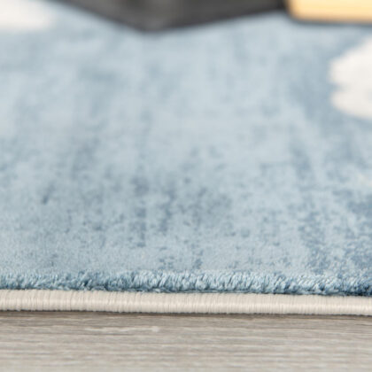 8' Blue and Gray Abstract Washable Non Skid Area Rug