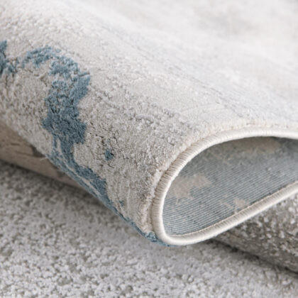 8' Blue and Gray Abstract Washable Non Skid Area Rug