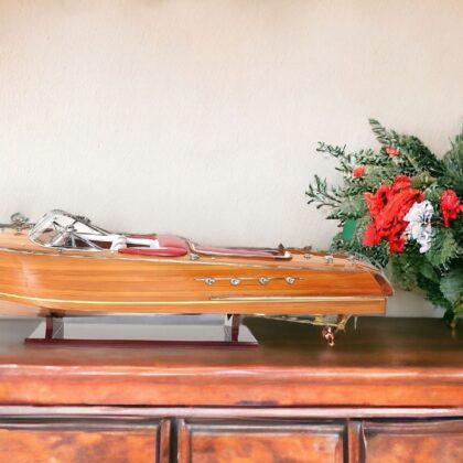 15" Wood Brown Riva Aquarama Speedboat Exclusive Display Case Edition Hand Painted Model Boat