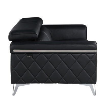 70" Black And Silver Metallic Leather Loveseat