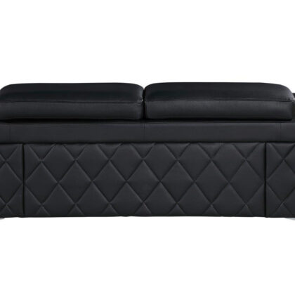 70" Black And Silver Metallic Leather Loveseat