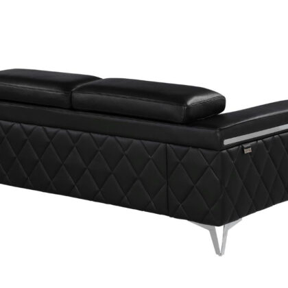 70" Black And Silver Metallic Leather Loveseat