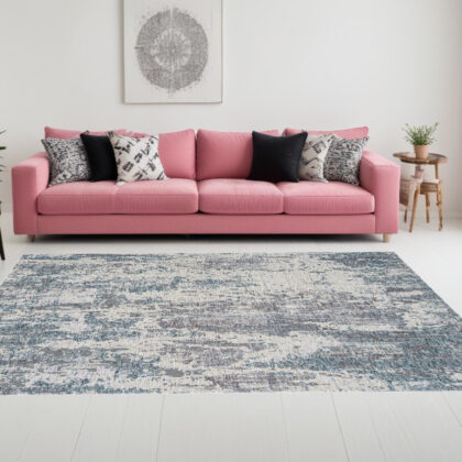 9' x 12' Gray and Ivory Abstract Area Rug