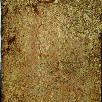 9' X 13' Green and Brown Abstract Non Skid Area Rug