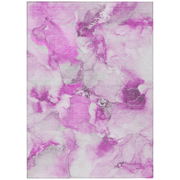 8' X 10' Pink and Ivory Abstract Washable Non Skid Indoor Outdoor Area Rug