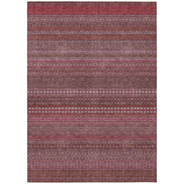 3' X 5' Merlot Striped Washable Non Skid Indoor Outdoor Area Rug