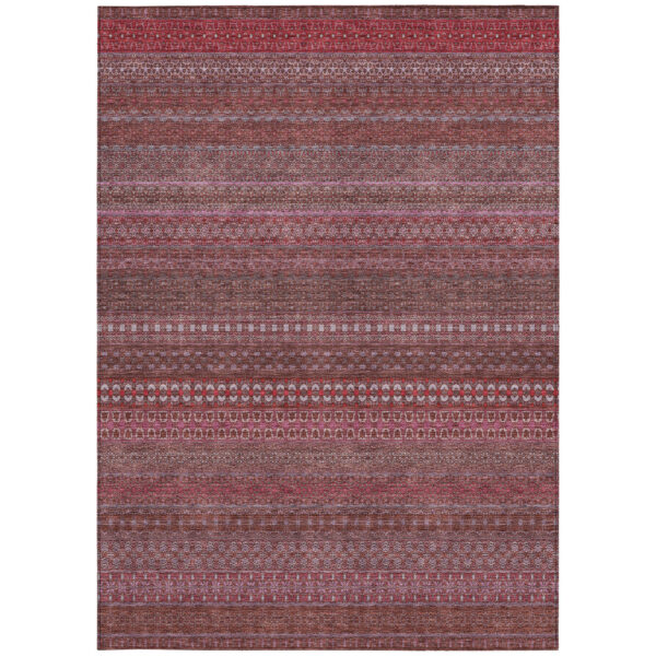 3' X 5' Merlot Striped Washable Non Skid Indoor Outdoor Area Rug