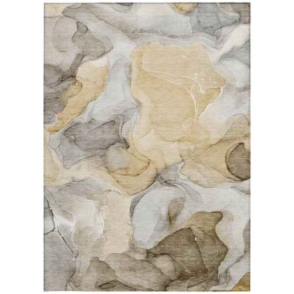 5' X 8' Brown Abstract Washable Non Skid Indoor Outdoor Area Rug