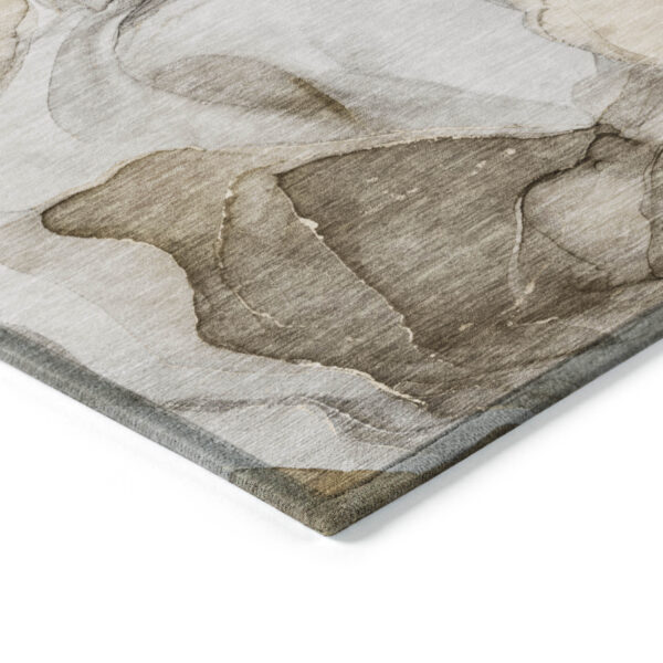 5' X 8' Brown Abstract Washable Non Skid Indoor Outdoor Area Rug
