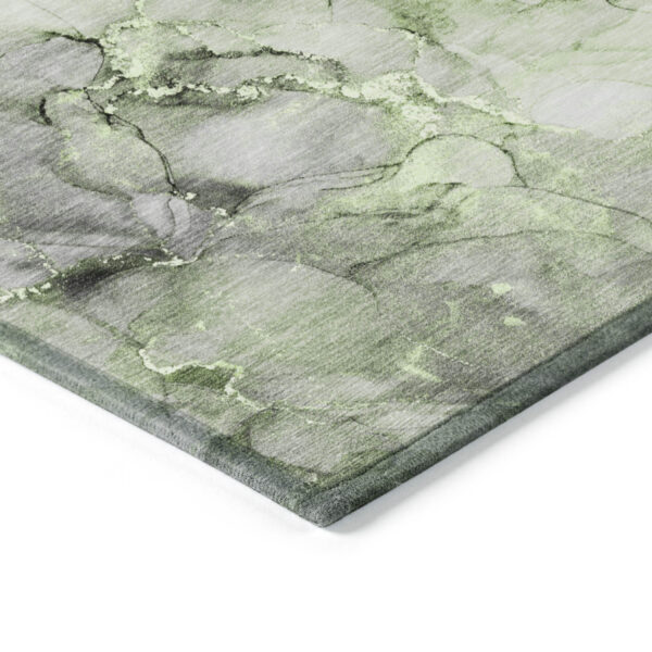 10' X 14' Green Abstract Washable Non Skid Indoor Outdoor Area Rug