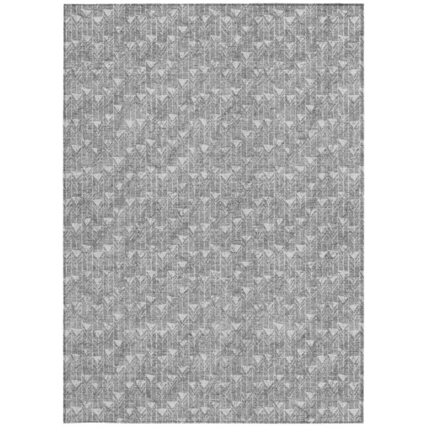 9' X 12' Gray Geometric Washable Non Skid Indoor Outdoor Area Rug