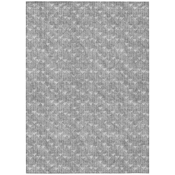 9' X 12' Gray Geometric Washable Non Skid Indoor Outdoor Area Rug