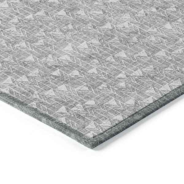 9' X 12' Gray Geometric Washable Non Skid Indoor Outdoor Area Rug