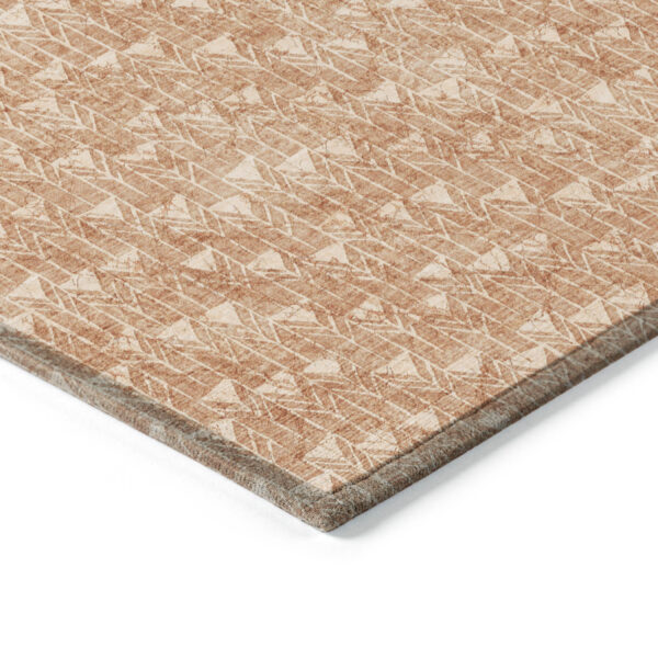 8' Round Bronze Round Geometric Washable Non Skid Indoor Outdoor Area Rug