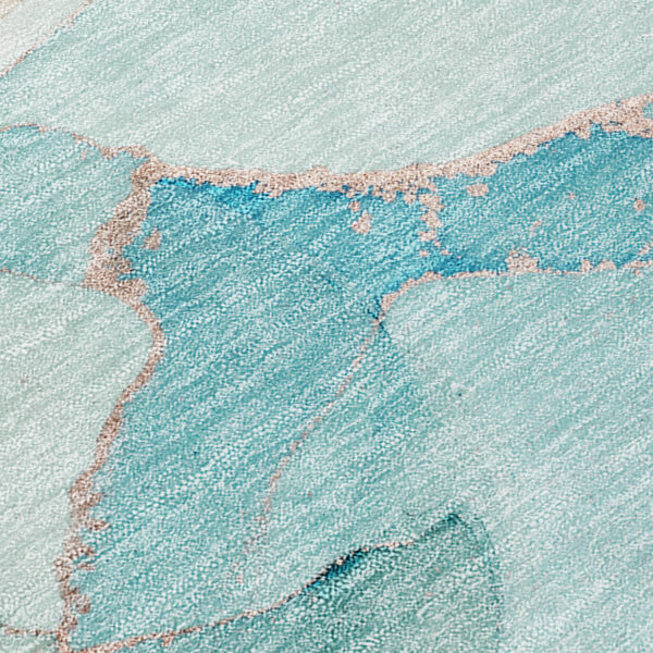 3' X 5' Teal Abstract Washable Non Skid Indoor Outdoor Area Rug