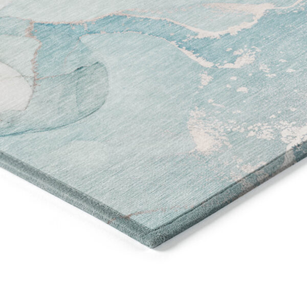 3' X 5' Teal Abstract Washable Non Skid Indoor Outdoor Area Rug