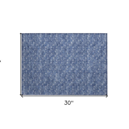 2' X 3' Navy Blue Geometric Washable Non Skid Indoor Outdoor Area Rug