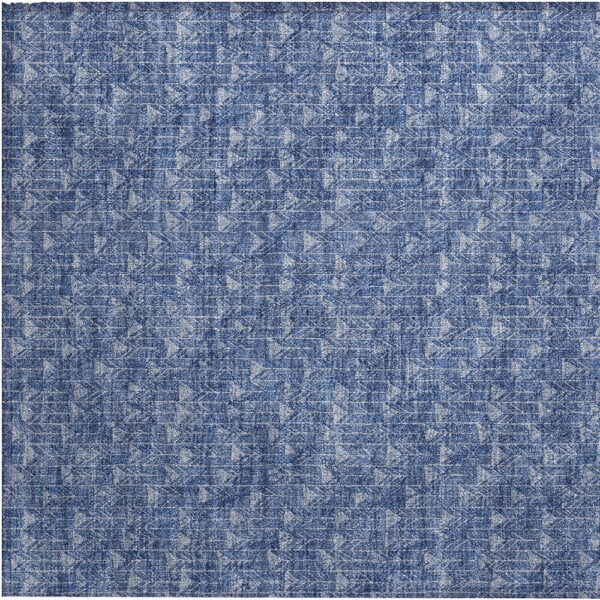 2' X 3' Navy Blue Geometric Washable Non Skid Indoor Outdoor Area Rug