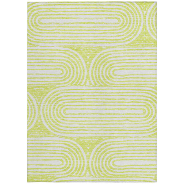 9' X 12' Green and White Abstract Washable Non Skid Indoor Outdoor Area Rug