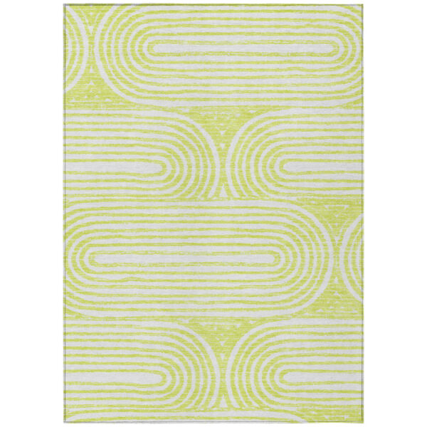 9' X 12' Green and White Abstract Washable Non Skid Indoor Outdoor Area Rug