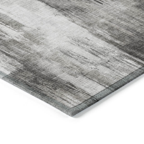 2' X 3' Gray and Black Abstract Washable Non Skid Indoor Outdoor Area Rug