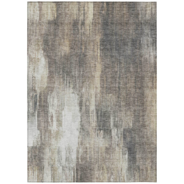 10' X 14' Taupe and Gray Abstract Washable Non Skid Indoor Outdoor Area Rug