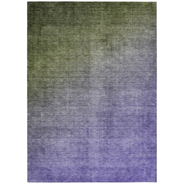 8' X 10' Olive Green and Purple Ombre Washable Non Skid Indoor Outdoor Area Rug