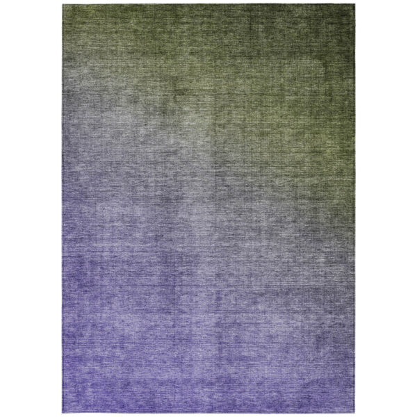 8' X 10' Olive Green and Purple Ombre Washable Non Skid Indoor Outdoor Area Rug