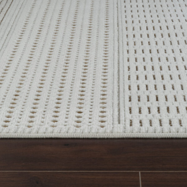 3' X 5' Beige and Brown Geometric Distressed Indoor Outdoor Area Rug