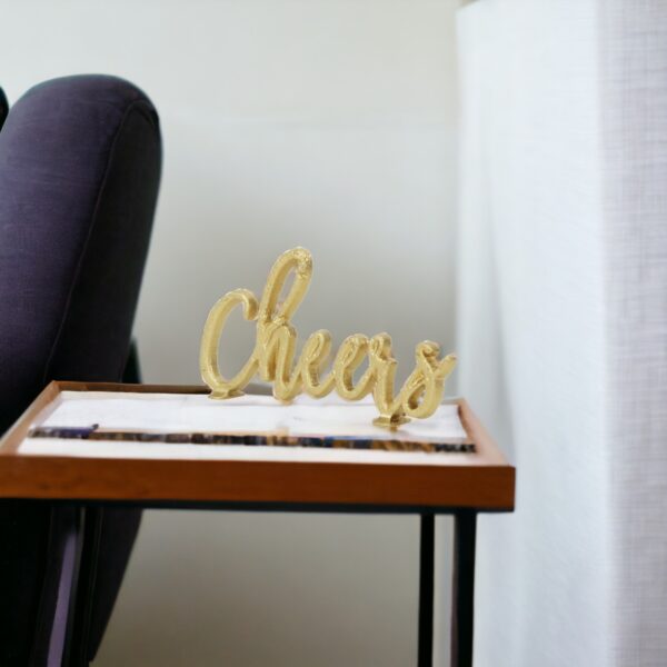 4" Gold Metal Cheers Hand Painted Sculpture