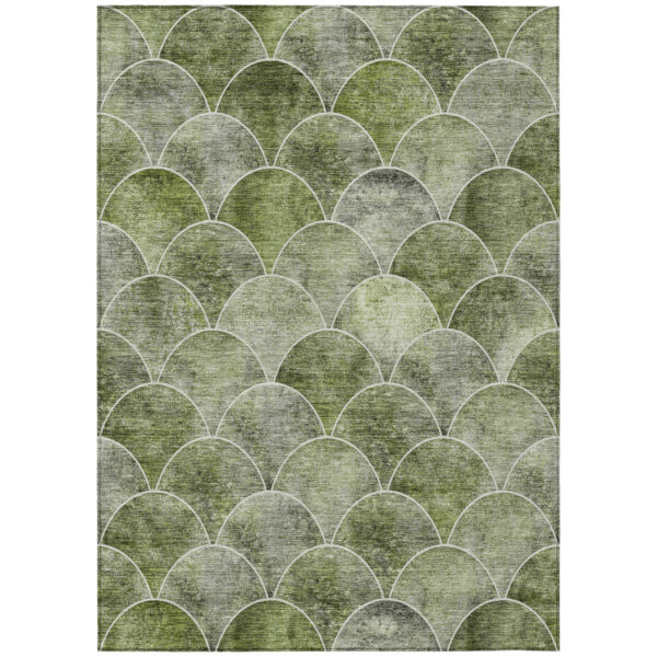 9' X 12' Green And Ivory Abstract Washable Indoor Outdoor Area Rug