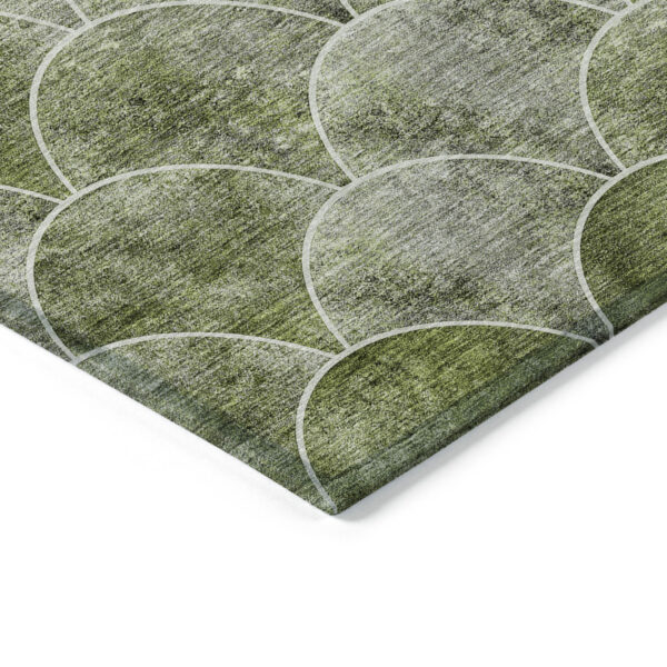 9' X 12' Green And Ivory Abstract Washable Indoor Outdoor Area Rug