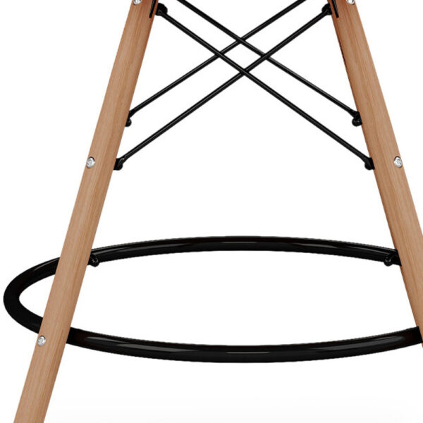 28" Light Blue And Brown Heavy Duty Plastic And Solid Wood Low Back Counter Height Bar Chair