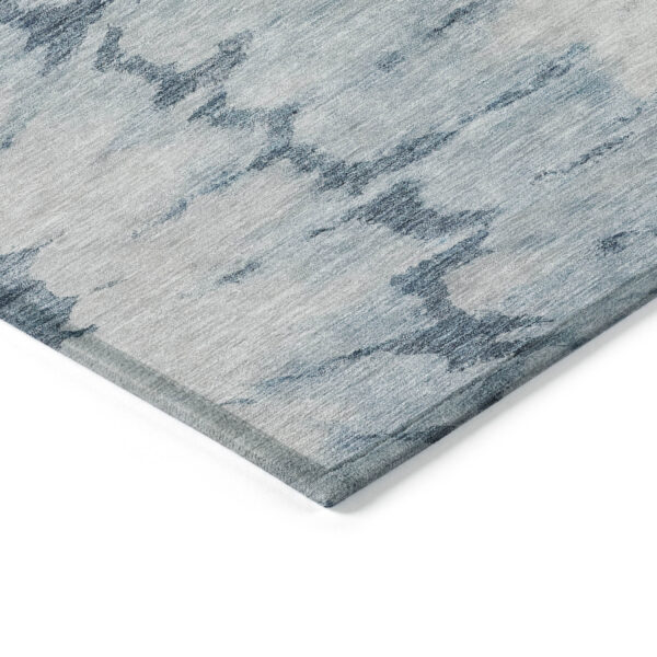 9' X 12' Denim Blue And Sky Blue Abstract Washable Indoor Outdoor Area Rug