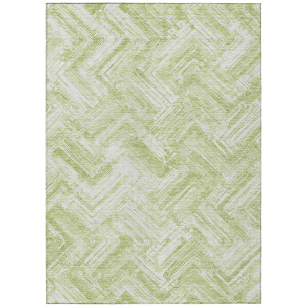 5' X 8' Green And Ivory Geometric Washable Indoor Outdoor Area Rug